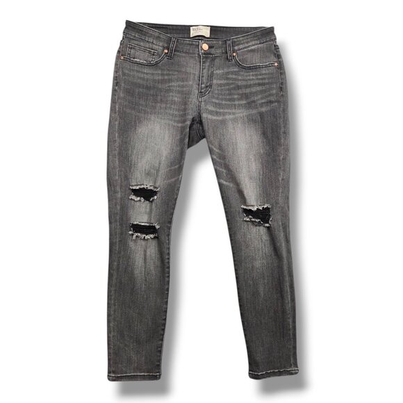 BKE Payton Jeans Womens 29 Skinny Stretch Cropped Mid Rise Black - Picture 1 of 12